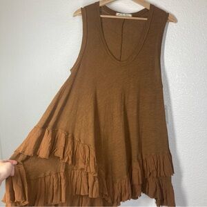 Free People We the Free Cinnamon Sasha Shimmy Ruffle Hem Tank Small